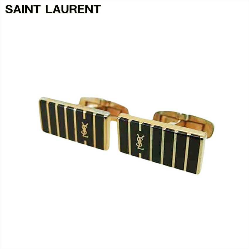 【百貨店SALE★最大限度50％OFF】サンローラン SAINT LAURENT 折り返し YSLロゴタイプ スウィヴル式 黒いこと さくら色 ゴールド レディース 中古 ブランド名 ご機嫌ブランド名 ヴィンテージ
