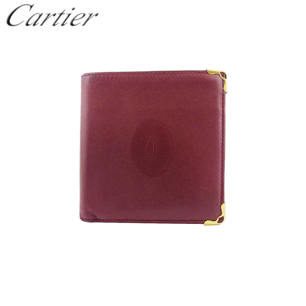 【お買い出しマラソン★30％OFFクーポン券】カルティエ CARTIER 二つ折りがま口 帆柱伝達ルート ボルドーワイン ゴールド レディース 中古 ブランド名 ご機嫌ブランド名 ヴィンテージ レディース財布-バッグ・小物・ブランド雑貨