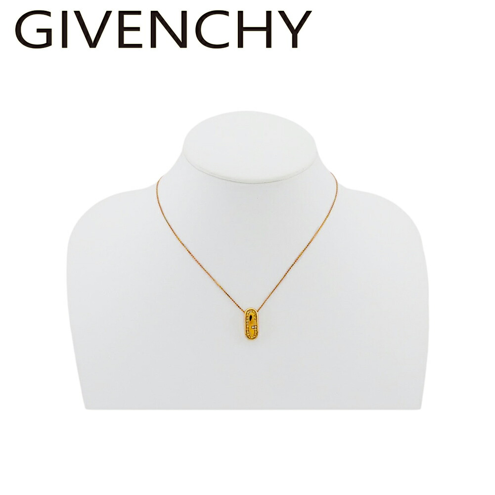 【お買い物マラソン★30％OFFクーポン】ジバンシィ GIVENCHY ネックレス Gマーク ラインストーン付き ゴールド メンズ 中古 ブランド ハイブランド ヴィンテージ