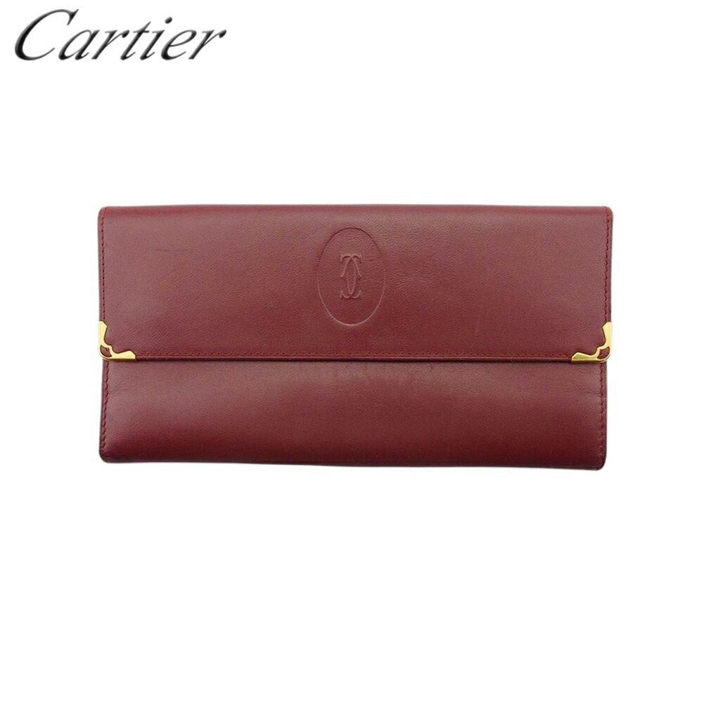 【新生活応援★29％OFFクーポン】カルティエ CARTIER 長財布 マストライン ボルドー ゴールド メンズ 中古 ブランド ハイブランド ヴィンテージ