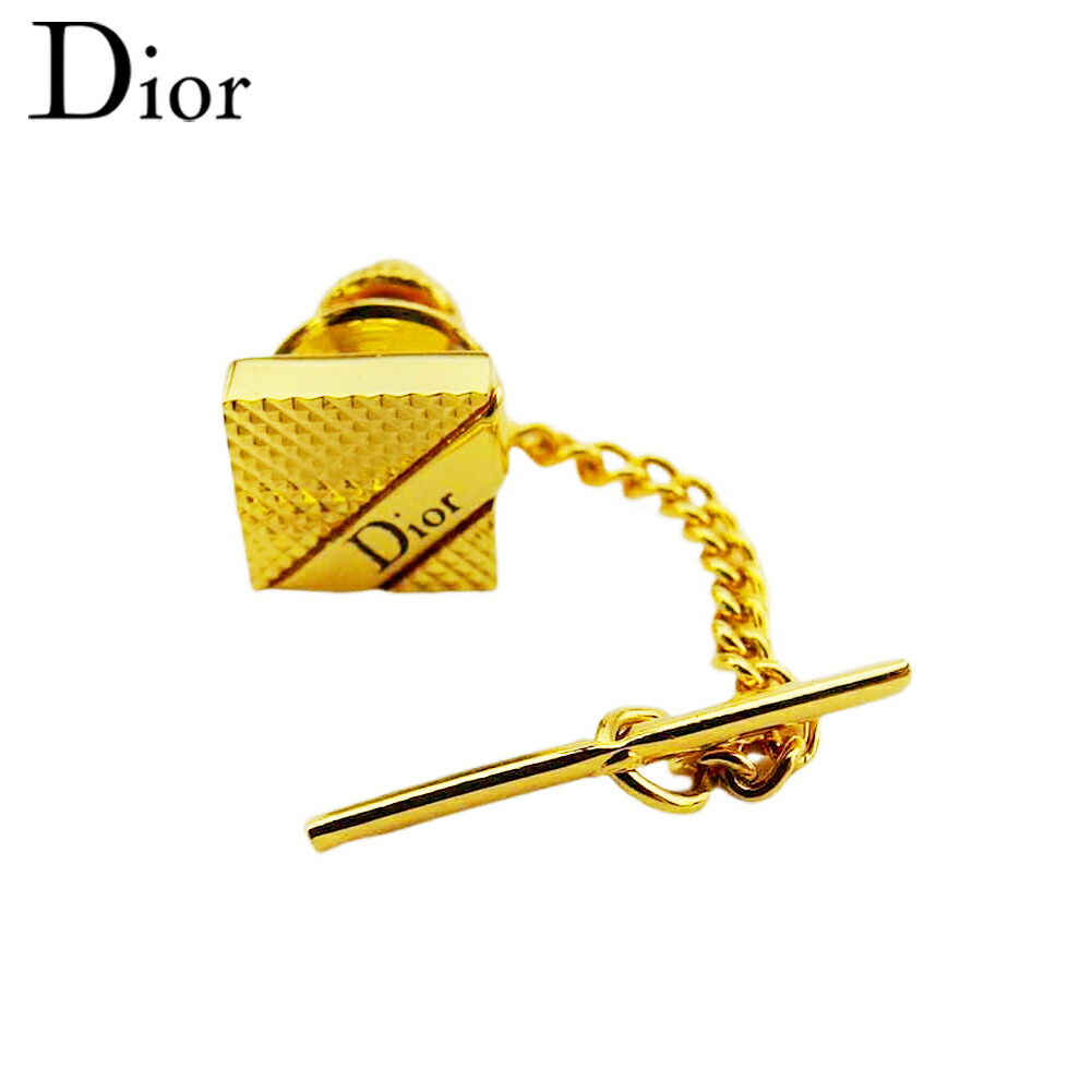 【お買い物マラソン★30％OFFクーポン】ディオール Dior タイピン タイタック ロゴ スクエア ゴールド ブラック メンズ 中古 ブランド ハイブランド ヴィンテージ｜ブランドデポ