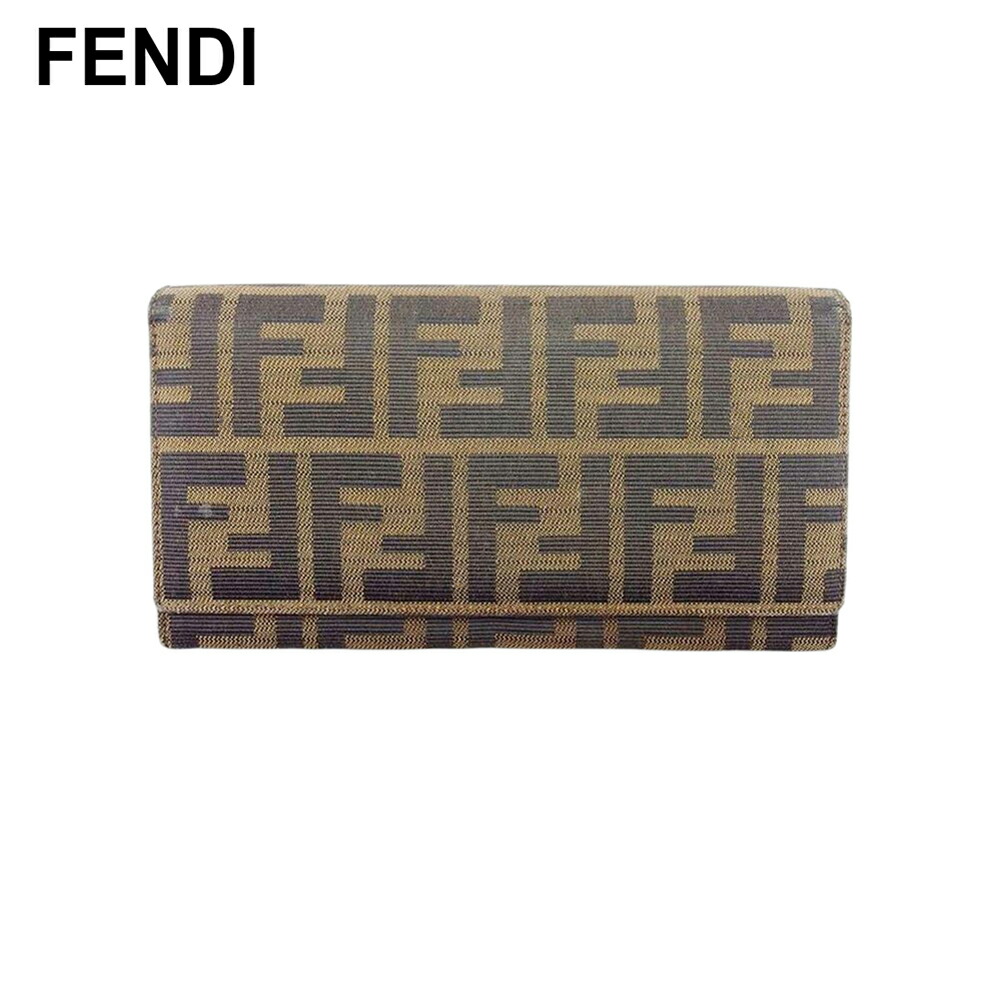 【新生活応援★29%OFFクーポン】フェンディ FENDI 長財布 ズッカ ブラック ベージュ シルバー メンズ 中古 ブランド ハイブランド ヴィンテージ