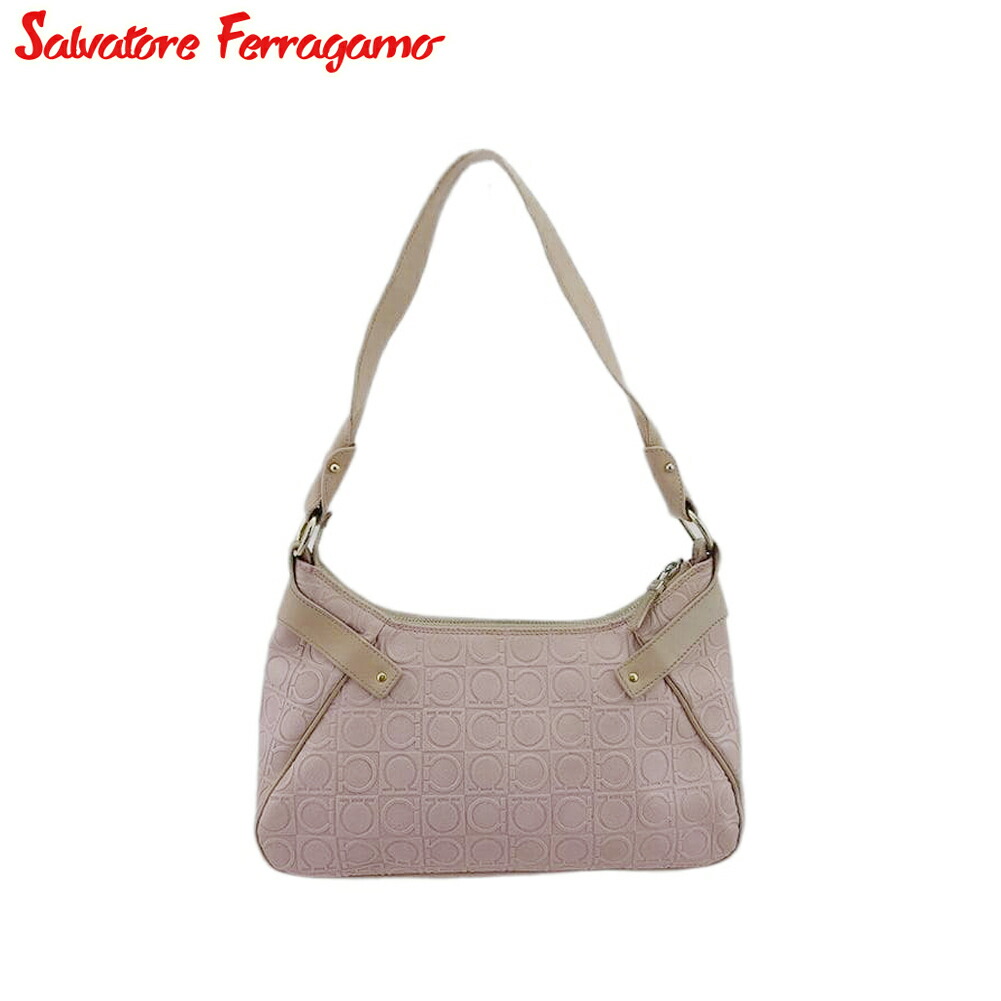 【お買い物マラソン★30％OFFクーポン】サルヴァトーレフェラガモ Salvatore Ferragamo ショルダーバッグ ガンチーニ ピンク ベージュ ゴールド メンズ 中古 ブランド ハイブランド ヴィンテージ｜ブランドデポ