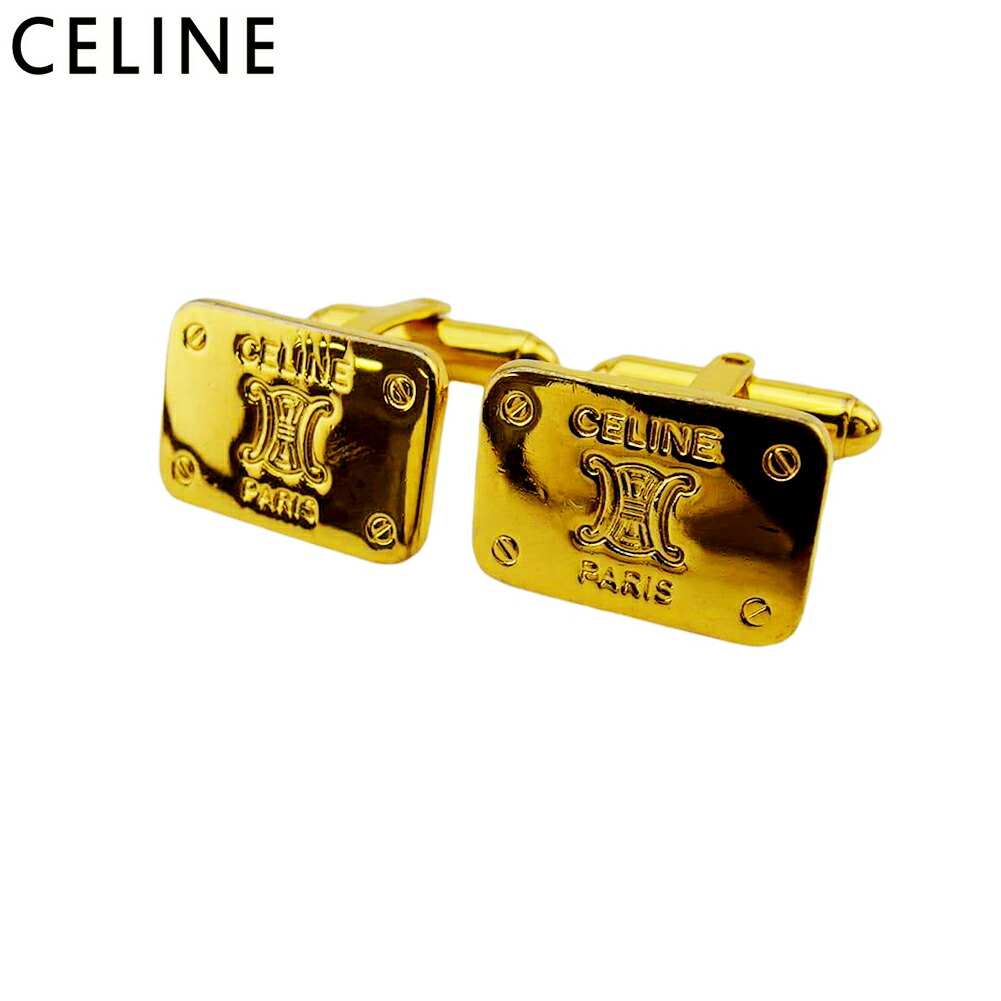 【極美品】CELINE タイピン カフス セット トリオンフ シルバー ゴールド 美品】【セリーヌ】トリオンフ カフス シルバー×ゴールド色