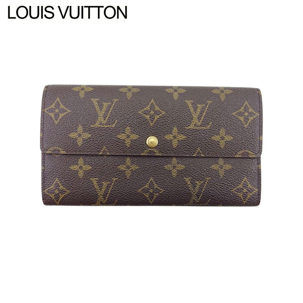 【土日BIG SALE★27％OFF引き換え証】ルイ・ヴィトン LOUIS VUITTON 長紙入れ モノグラム ポシェットポルトモネクレディ 赤銅色 ベージュ ゴールド レディース 中古 ブランド名 ご機嫌ブランド名 ヴィンテージ