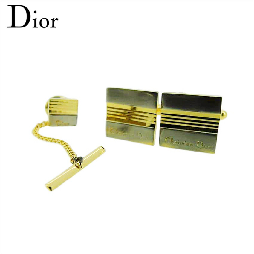 【雨季得SALE★21％OFF引き換え証】クリスチャンディオール Dior 折り返し 2個条仕掛ける スウィヴル式 引き分けタック式 しろがね色 ゴールド メンズ 中古 ブランド名 御機嫌ブランド名 ヴィンテージ