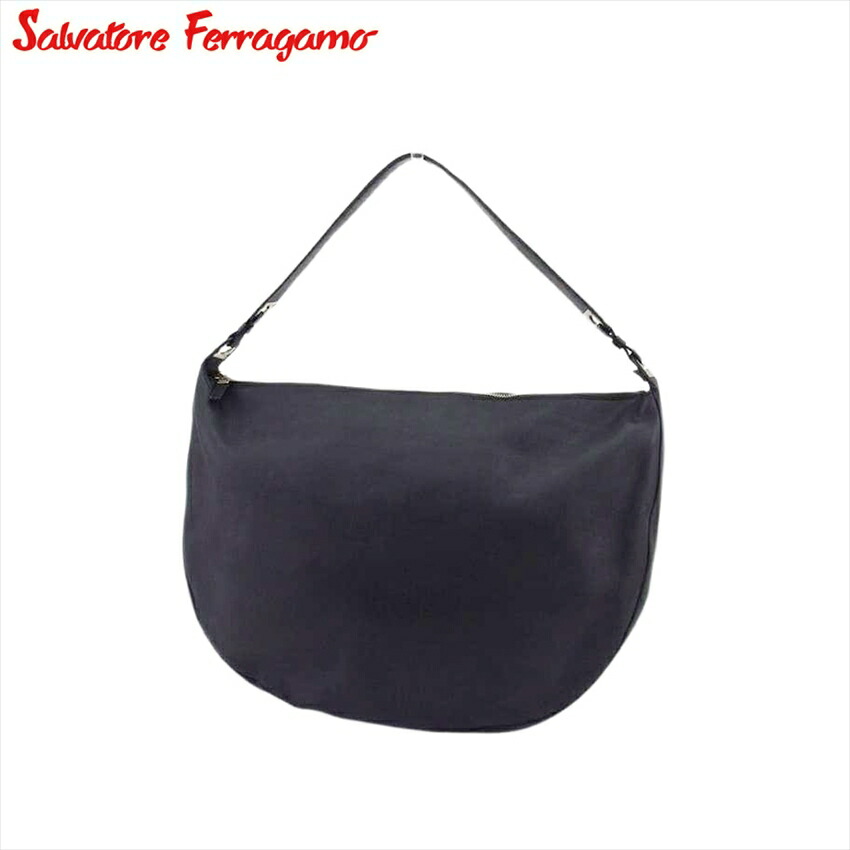 【お買い物マラソン★30％OFFクーポン】サルヴァトーレフェラガモ Salvatore Ferragamo ショルダーバッグ ガンチーニ ブラック シルバー メンズ 中古 ブランド ハイブランド ヴィンテージ