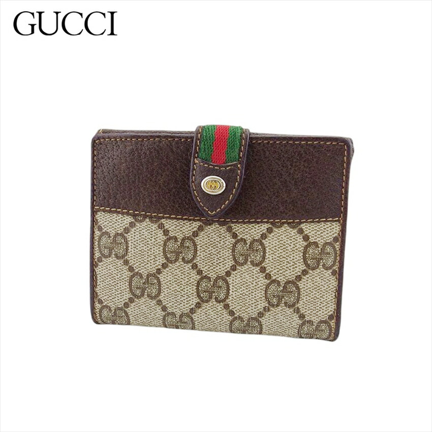 【雨季得SALE★21％OFF引き換え証】グッチ GUCCI 二つ折り札入れ 年寄りのグッチ 赤銅色×ベージュ×緑であること×赤いこと メンズ 中古 ブランド名 御機嫌ブランド名 ヴィンテージ