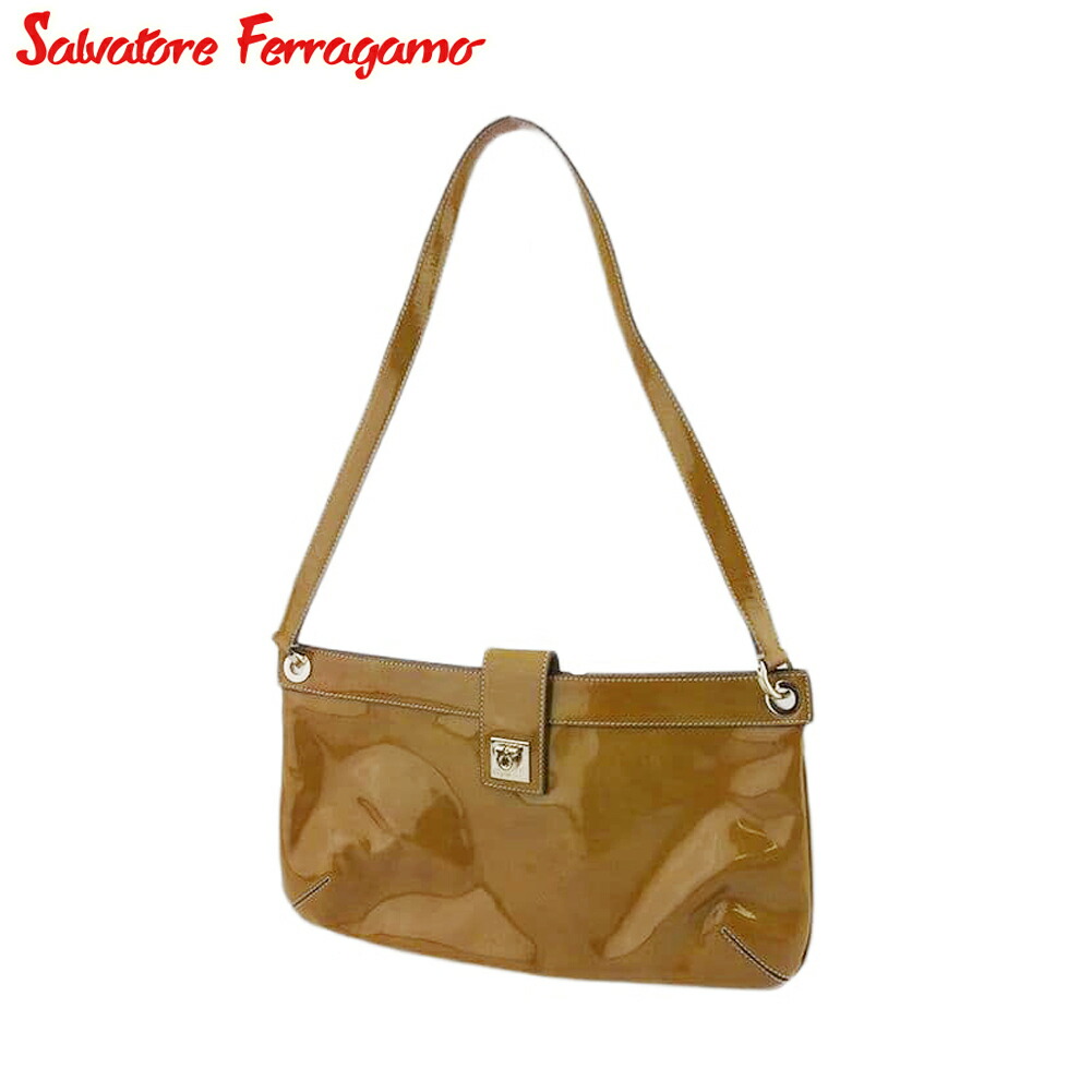 【週日制限事項SALE★24％OFF引き換え証】サルヴァトーレフェラガモ Salvatore Ferragamo ショルダーバッグ ガンチーニ 赤銅色×しろがね色 メンズ 中古 ブランド名 御機嫌ブランド名 ヴィンテージ