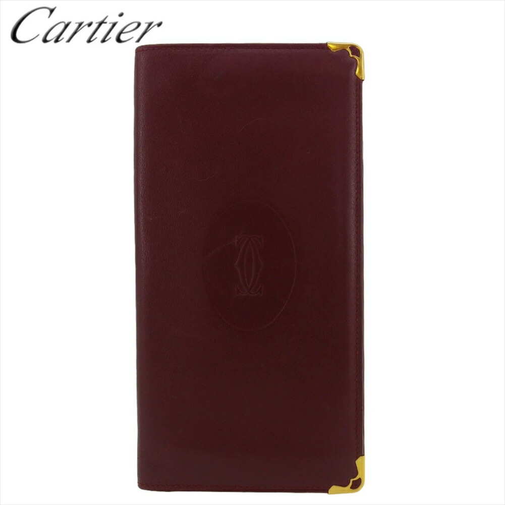 【お買い物マラソン★30％OFFクーポン】カルティエ CARTIER 札入れ マストライン ボルドー ゴールド レディース 中古 ブランド ハイブランド ヴィンテージ