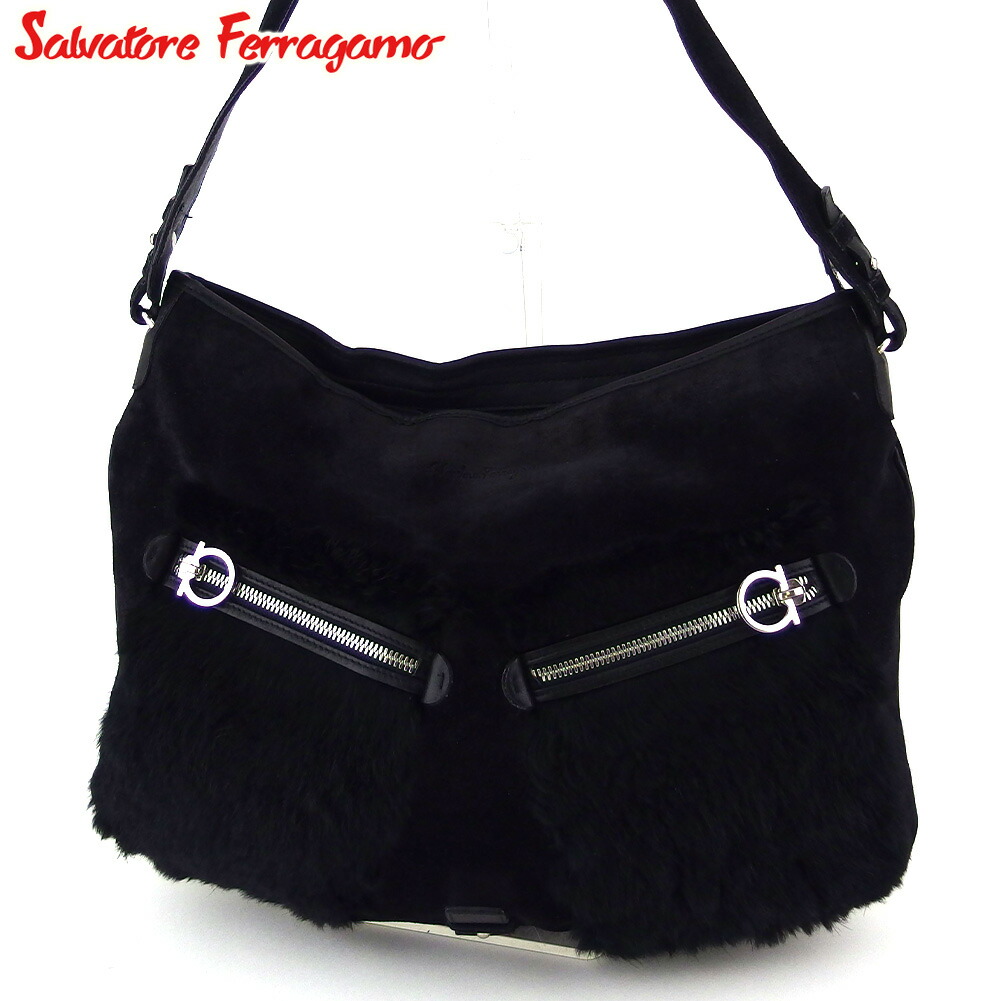 【お買い物マラソン★30%OFFクーポン】サルヴァトーレフェラガモ Salvatore Ferragamo ショルダーバッグ ブラック メンズ 中古 ブランド ハイブランド ヴィンテージ|ブランドデポ