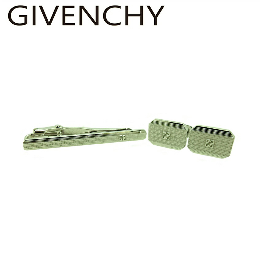 【雨季得SALE★21％OFF引き換え証】ジバンシィ GIVENCHY 折り返し 2個条仕掛ける 4Gロゴタイプ スウィヴル式 ワニロ式 しろがね色 メンズ 中古 ブランド名 御機嫌ブランド名 ヴィンテージ