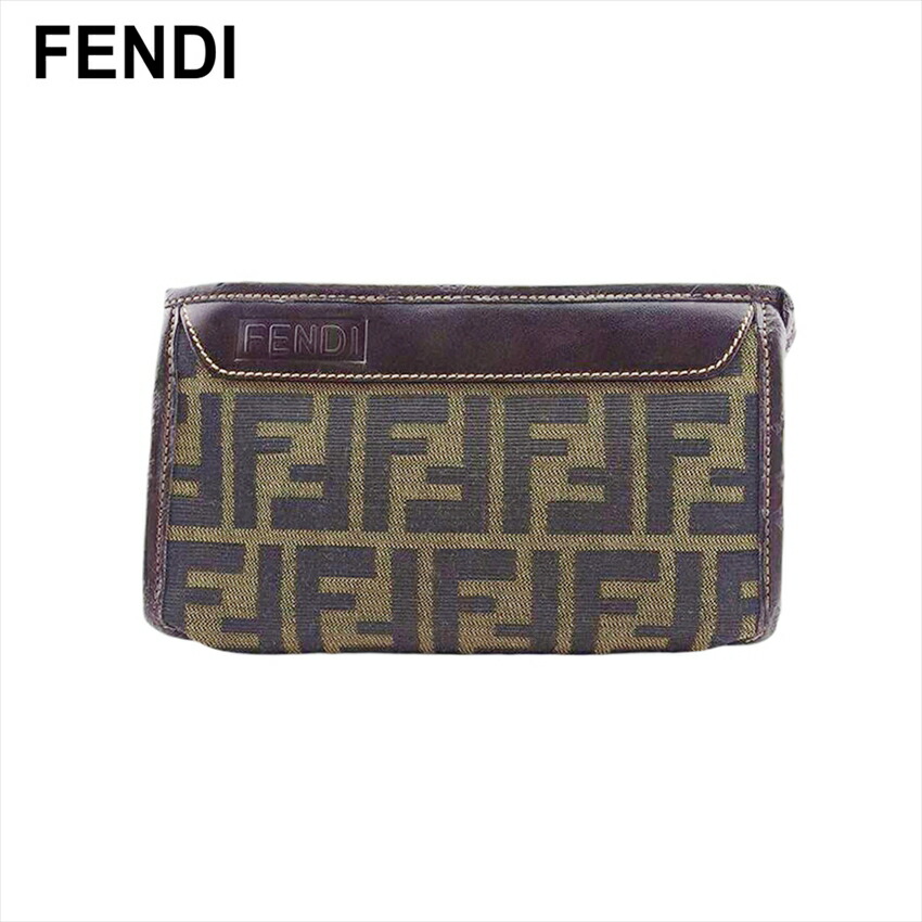 【お買い物マラソン★30％OFFクーポン】ファルディ FURDI ポーチ ズッカ ブラウン×ダークブラウン レディース 中古 ブランド ハイブランド ヴィンテージ