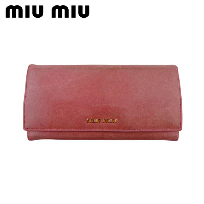 【お買い物マラソン★30％OFFクーポン】ミュウミュウ MIUMIU 長財布 ピンク レディース 中古 ブランド ハイブランド ヴィンテージ｜ブランドデポ