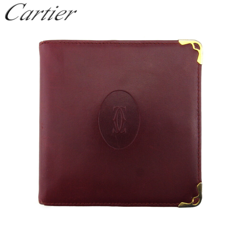 【お買い物マラソン★30％OFFクーポン】カルティエ CARTIER 二つ折り財布 マストライン ボルドー ゴールド メンズ 中古 ブランド ハイブランド ヴィンテージ