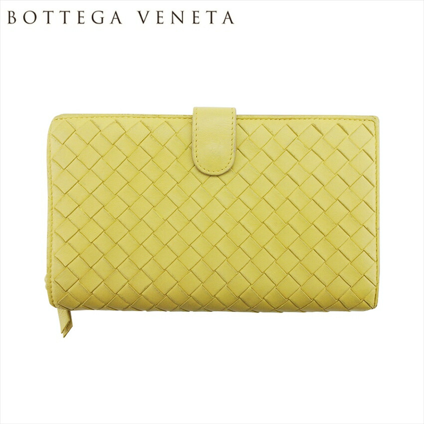 【お買い出しマラソン★30％OFF引き換え証】ボッテガヴェネタ BOTTEGAVENETA 長札入れ イントレチャート 黄み ゴールド メンズ 中古 ブランド名 ご機嫌ブランド名 ヴィンテージ レディース財布-バッグ・小物・ブランド雑貨-財布・ケース