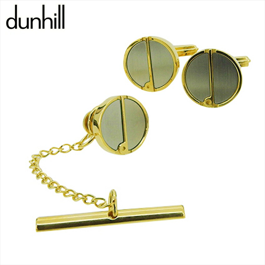【雨季得SALE★21％OFF引き換え証】ダン吸血鬼 Dunhill 折り返し 2個条仕掛ける d目じるし スウィヴル式 引き分けタック ゴールド しろがね色 メンズ 中古 ブランド名 御機嫌ブランド名 ヴィンテージ