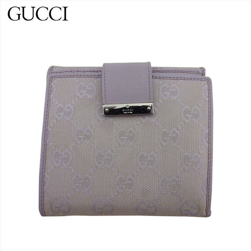 【お買い物マラソン★30％OFFクーポン】グッチ GUCCI 二つ折り財布 GGキャンバス パープル シルバー メンズ 中古 ブランド ハイブランド ヴィンテージ