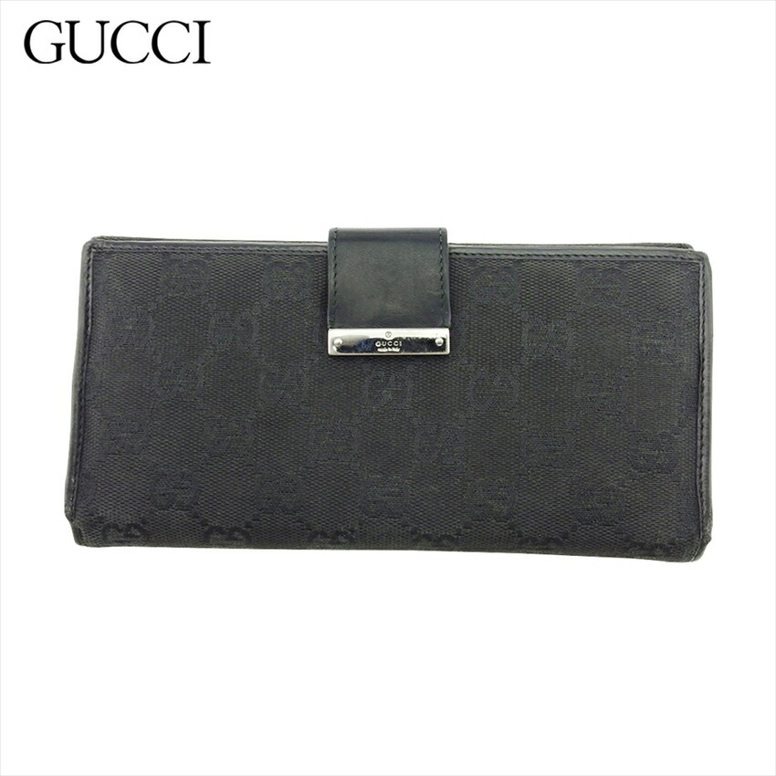 【お買い物マラソン★30％OFFクーポン】グッチ GUCCI 長財布 GGキャンバス ブラック シルバー メンズ 中古 ブランド ハイブランド ヴィンテージ