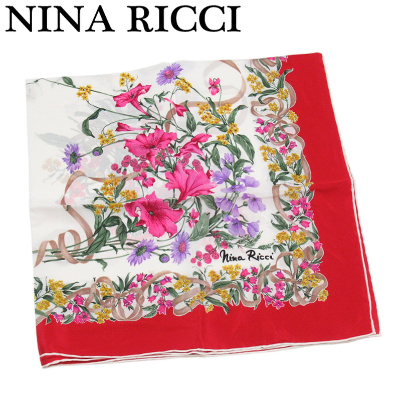【決算前SALE★50％OFFクーポン券】ニナリッチ NINA RICCI えり巻き 御花 花 柄 刷り上げる 赤いこと 白いこと 白 サクラ色系 メンズ 中古 ブランド名 ご機嫌ブランド名 ヴィンテージ