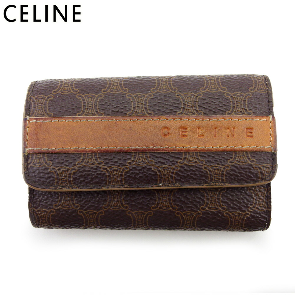 CELINE レザー キーケース ダークブラウン CELINE セリーヌ キーケース レザー ブラウン I813 - メルカリ