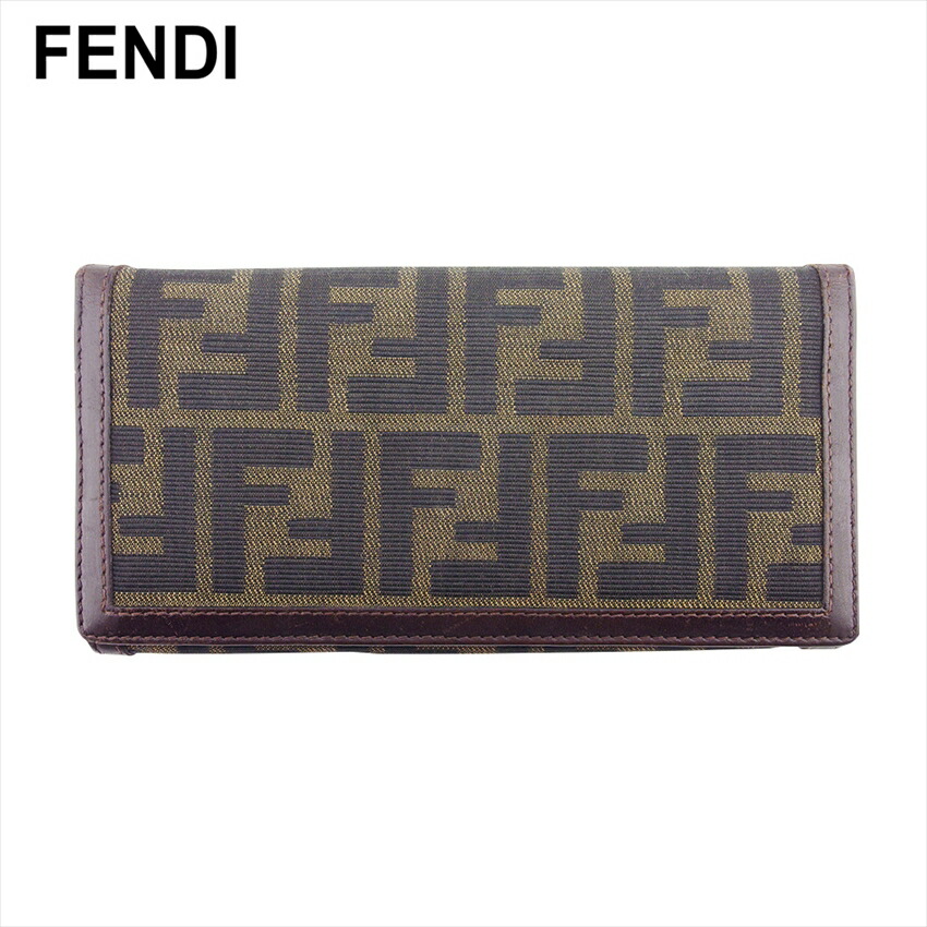【雨季得SALE★21％OFF引き換え証】フェンディ FENDI 長札入れ ズッカ 黒いこと ベージュ 赤銅色 レディース 中古 ブランド名 御機嫌ブランド名 ヴィンテージ