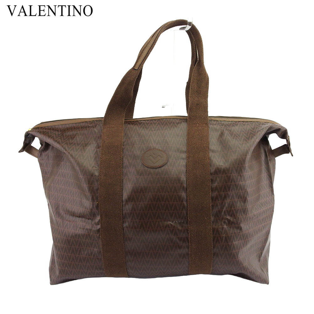 【お買い物マラソン★30％OFFクーポン】マリオ・ヴァレンティノ MARIO VALENTINO ボストンバッグ MVマーク ブラウン ゴールド レディース 中古 ブランド ハイブランド ヴィンテージ