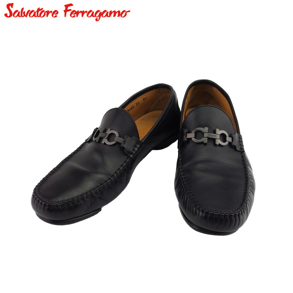 Salvatore Ferragamoスクエアガンチーニローファー黒75EE サルバトーレフェラガモ Salvatore Ferragamo ローファー