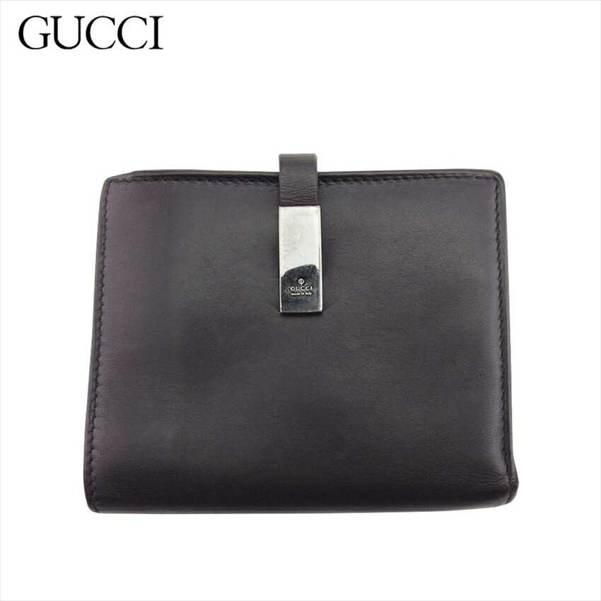 【お買い物マラソン★30%OFFクーポン】グッチ GUCCI 二つ折り財布 ロゴプレート ブラウン シルバー メンズ 中古 ブランド ハイブランド ヴィンテージ|ブランドデポ