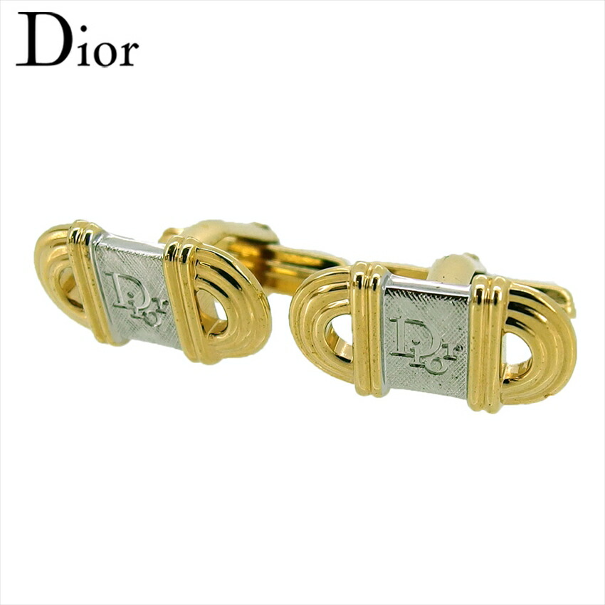 【月入れ替わり大売り出し★29％OFFクーポン券】クリスチャンディオール Dior 折り返し ロゴタイプ スウィヴル式 ゴールド しろがね色 メンズ 中古 ブランド名 御機嫌ブランド名 ヴィンテージ