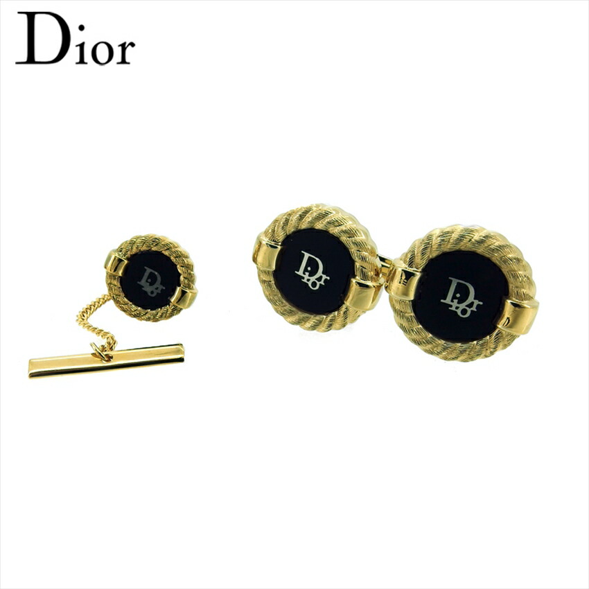 【月入れ替わり大売り出し★29％OFFクーポン券】クリスチャンディオール Dior 折り返し 2品目書き割り ロゴタイプ入り口・入口 スウィヴル式 タイ王国タック ゴールド 黒いこと しろがね色 レディース 中古 ブランド名 御機嫌ブランド名 ヴィンテージ