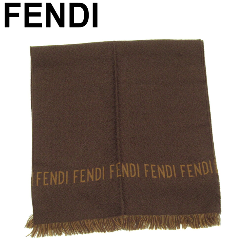 【百貨店SALE★最大限度50％OFF】フェンディ FENDI えり巻き ロゴタイプ 赤銅色 ベージュ メンズ 中古 ブランド名 ご機嫌ブランド名 ヴィンテージ