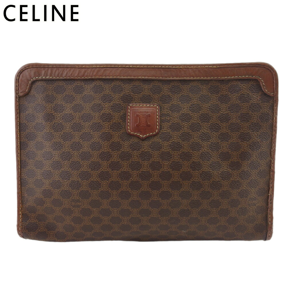 【雨季得SALE★21％OFFクーポン券】セリーヌ CELINE クラッチペダル御徒面子 マカダム うす暗い赤銅色 ベージュ ゴールド メンズ 中古 ブランド名 ご機嫌ブランド名 ヴィンテージ