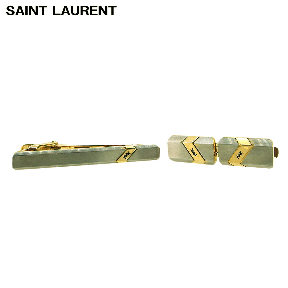 【月入れ替わり大売り出し★29％OFF引き換え証】サンローラン SAINT LAURENT 折り返し 2品目書き割り YSLロゴタイプ スウィヴル式 ワニロ式 しろがね色 ゴールド メンズ 中古 ブランド名 ご機嫌ブランド名 ヴィンテージ