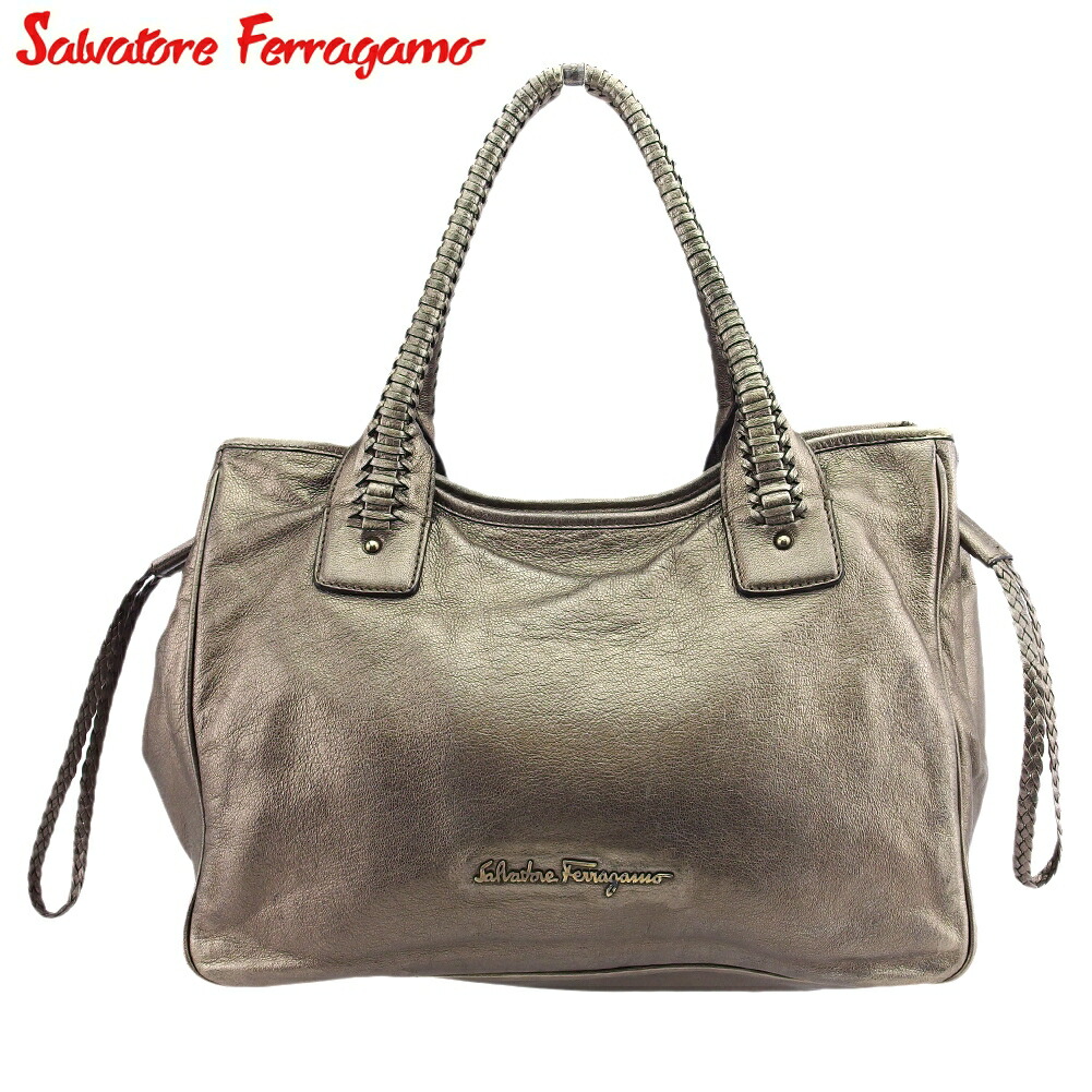 【Fashion Special Fair★29％OFFクーポン】サルヴァトーレフェラガモ Salvatore Ferragamo トートバッグ ホワイトゴールド メンズ 中古 ブランド ハイブランド ヴィンテージ