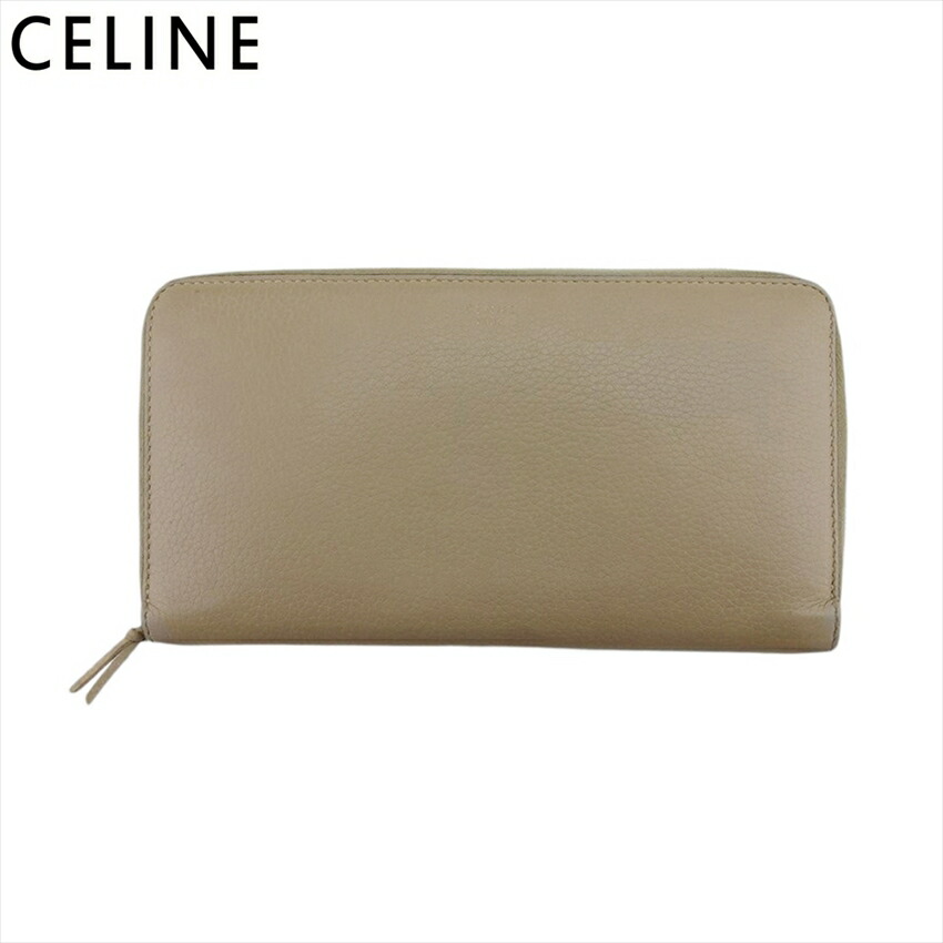 【新生活応援★29％OFFクーポン】セリーヌ CELINE 長財布 グレー 灰色 ベージュ レッド メンズ 中古 ブランド ハイブランド ヴィンテージ