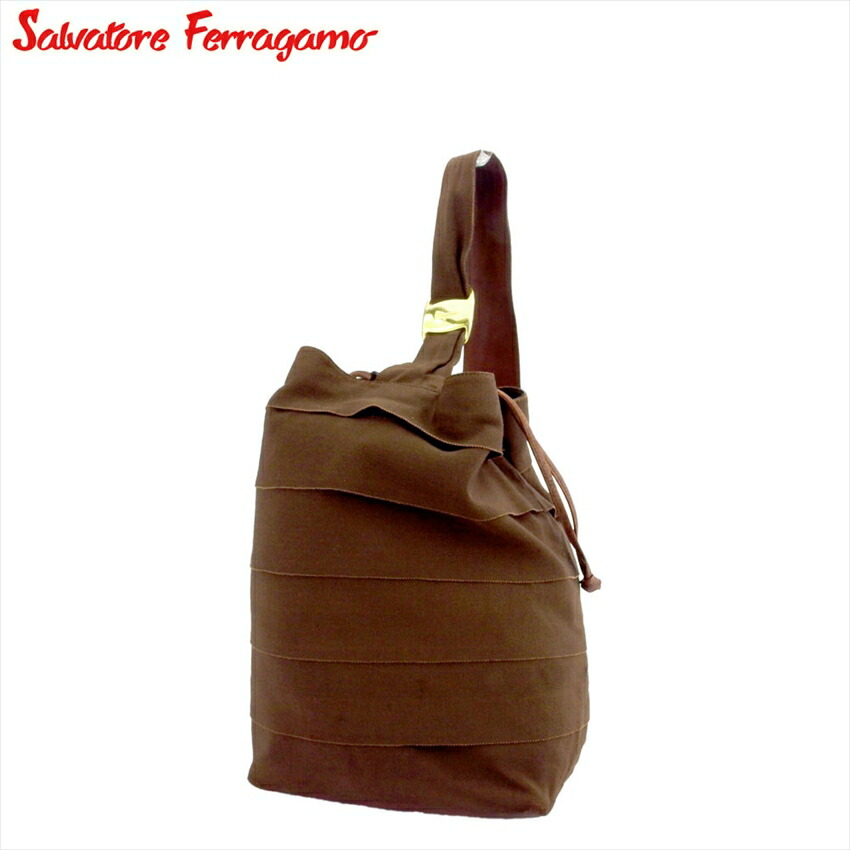 【お買い物マラソン★30％OFFクーポン】サルヴァトーレフェラガモ Salvatore Ferragamo ショルダーバッグ ヴァラ ティアード ブラウン ゴールド レディース 中古 ブランド ハイブランド ヴィンテージ｜ブランドデポ