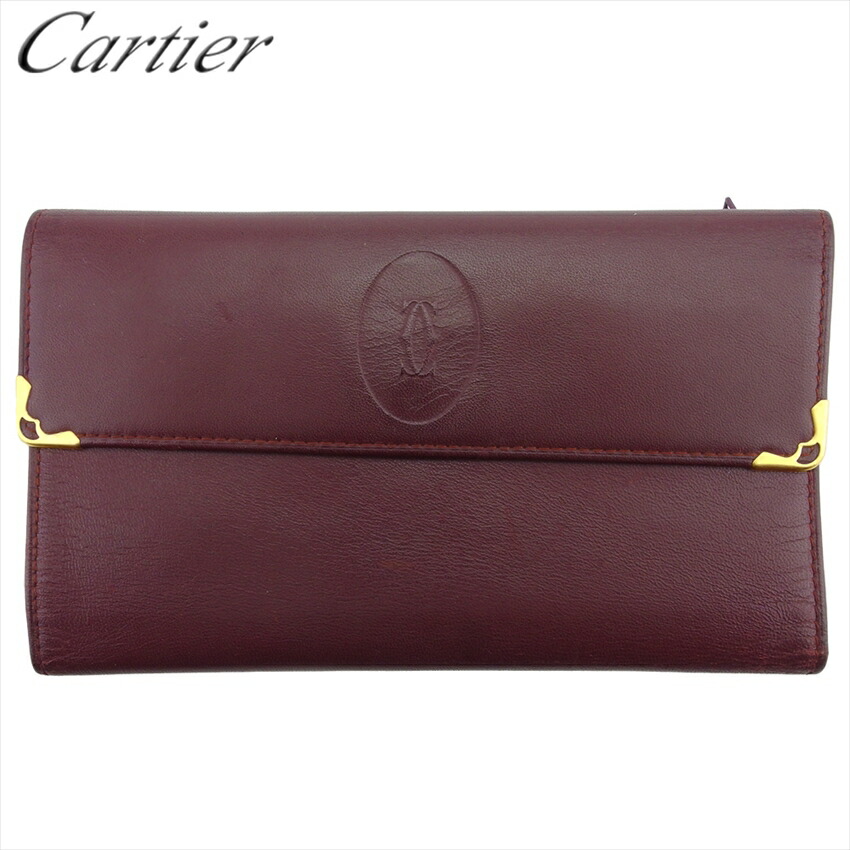 【お買い物マラソン★30%OFFクーポン】カルティエ CARTIER 長財布 マストライン ボルドー ゴールド メンズ 中古 ブランド ハイブランド ヴィンテージ