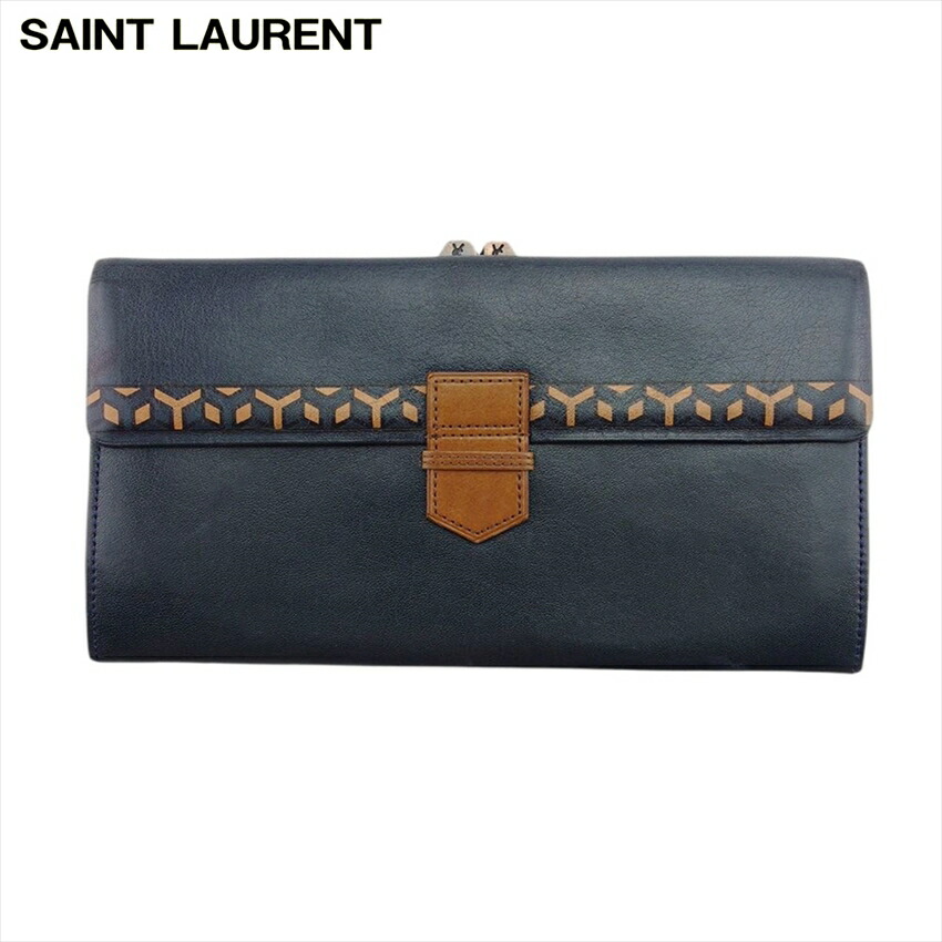 【雨季得SALE★21％OFF引き換え証】イヴ・サンローラン YVES SAINT LAURENT 二つ折り札入れ 米国海軍×赤銅色 メンズ 中古 ブランド名 御機嫌ブランド名 ヴィンテージ