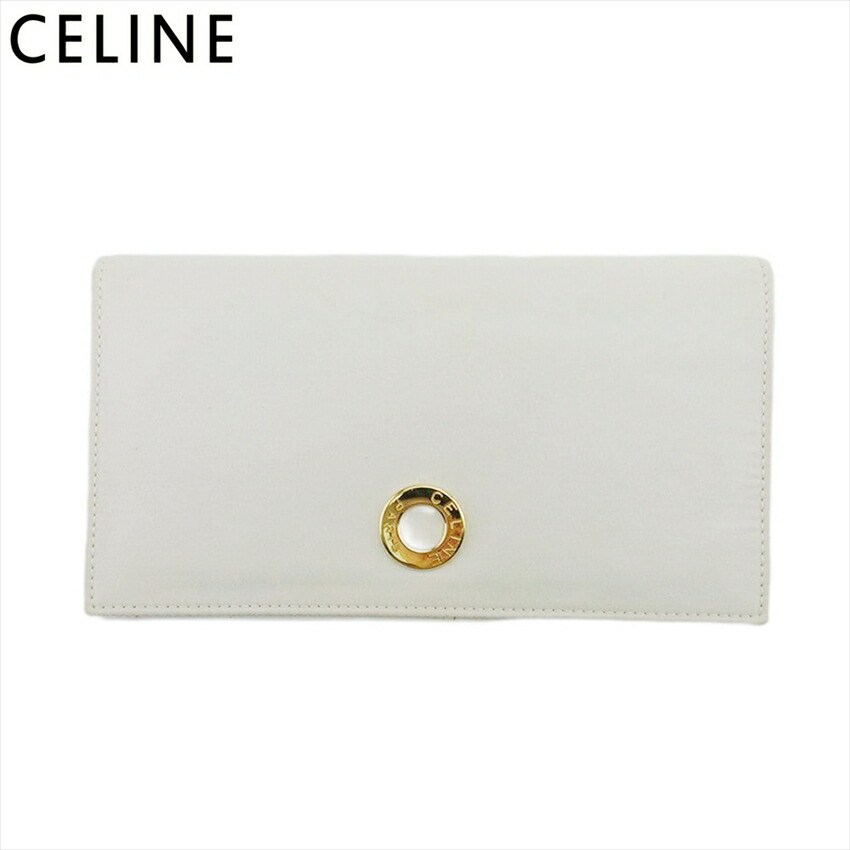 【決算前SALE★50％OFF引き換え証】セリーヌ CELINE 長紙入れ 白いこと×ゴールド メンズ 中古 ブランド名 ご機嫌ブランド名 ヴィンテージ