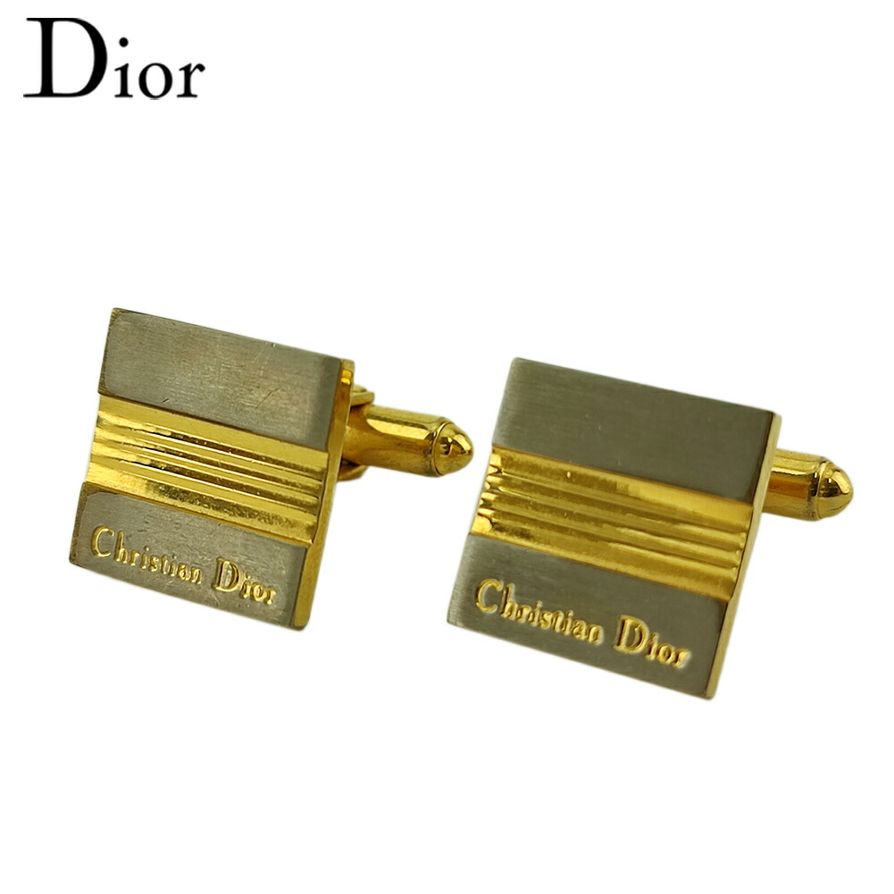 【月入れ替わり大売り出し★29％OFF引き換え証】クリスチャンディオール Dior 折り返し ロゴタイプ 真四角 スウィヴル式 しろがね色 ゴールド メンズ 中古 ブランド名 ご機嫌ブランド名 ヴィンテージ