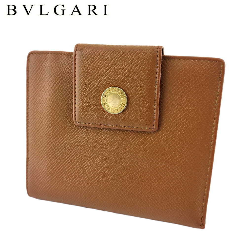 【月代わりの人大売り出し★29％OFFクーポン券】ブル小峡谷 BVLGARI 二つ折り紙入れ クラシコ ロゴタイプ名取り草 ともし火赤銅色 ゴールド メンズ 中古 ブランド名 ご機嫌ブランド名 ヴィンテージ