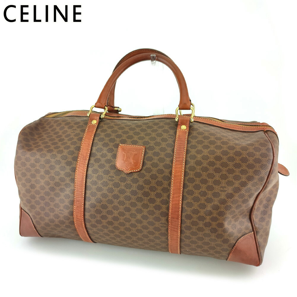 【月入れ替わり大売り出し★29％OFF引き換え証】セリーヌ CELINE ボストンバッグ マカダム 赤銅色 ベージュ ゴールド メンズ 中古 ブランド名 ご機嫌ブランド名 ヴィンテージ