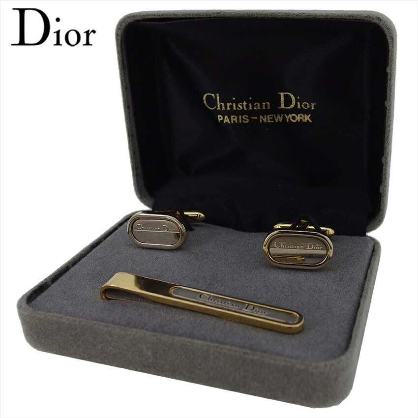 【百貨店SALE★最大限度50％OFF】クリスチャンディオール Dior 折り返し 2品目書き割り ロゴタイプ入り口・入口 スウィヴル式 ゼムクリップ式 ゴールド しろがね色 メンズ 中古 ブランド名 ご機嫌ブランド名 ヴィンテージ