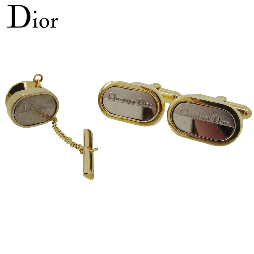 【月入れ替わり大売り出し★29％OFFクーポン券】クリスチャンディオール Dior 折り返し 2品目書き割り ロゴタイプ入り口・入口 スウィヴル式 タイ王国タック ゴールド しろがね色 メンズ 中古 ブランド名 御機嫌ブランド名 ヴィンテージ