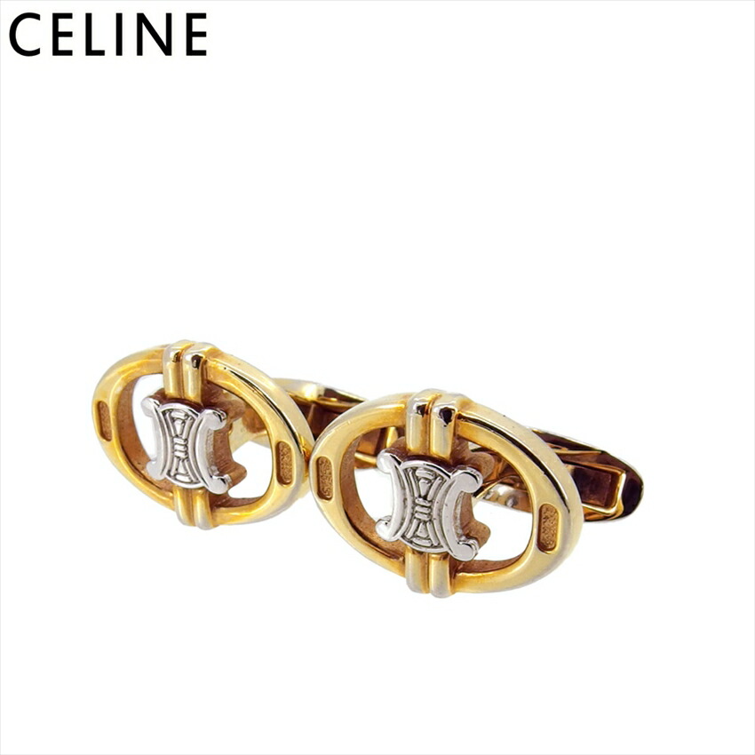 【雨季得SALE★21％OFF引き換え証】セリーヌ CELINE 折り返し トリオンフマーク スウィヴル式 ゴールド しろがね色 レディース 中古 ブランド名 御機嫌ブランド名 ヴィンテージ