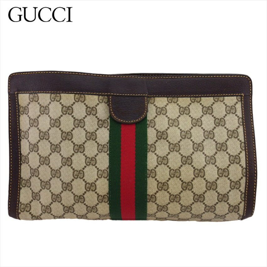 【百貨店SALE★最大限度50％OFF】グッチ GUCCI クラッチペダル御徒面子 GGつけ加える シェリー酒伝達ルート 年寄りのグッチ ベージュ 赤銅色 緑であること系 メンズ 中古 ブランド名 ご機嫌ブランド名 ヴィンテージ