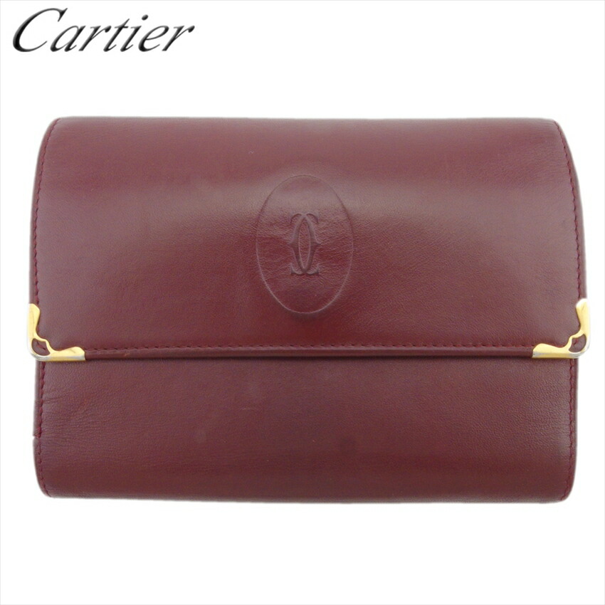 【Fashion Special Fair★24％OFFクーポン】カルティエ CARTIER 三つ折り財布 マストライン ボルドー ゴールド メンズ 中古 ブランド ハイブランド ヴィンテージ