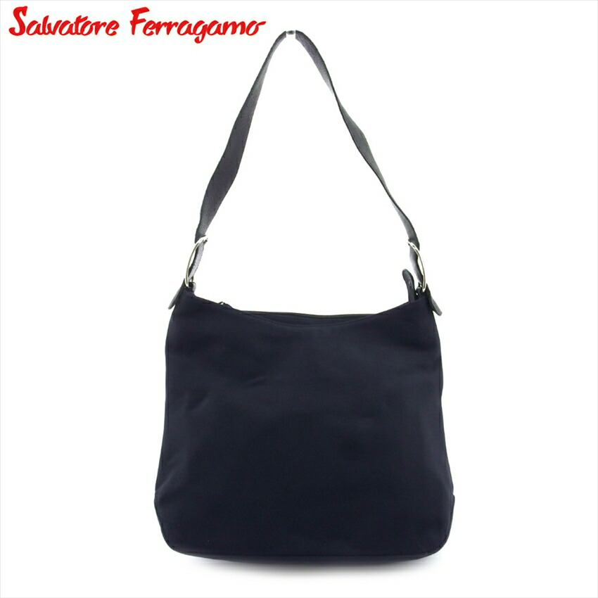 【週日制限事項SALE★24％OFF引き換え証】サルヴァトーレフェラガモ Salvatore Ferragamo ショルダーバッグ ヴァラ 米国海軍 黒いこと しろがね色 レディース 中古 ブランド名 御機嫌ブランド名 ヴィンテージ