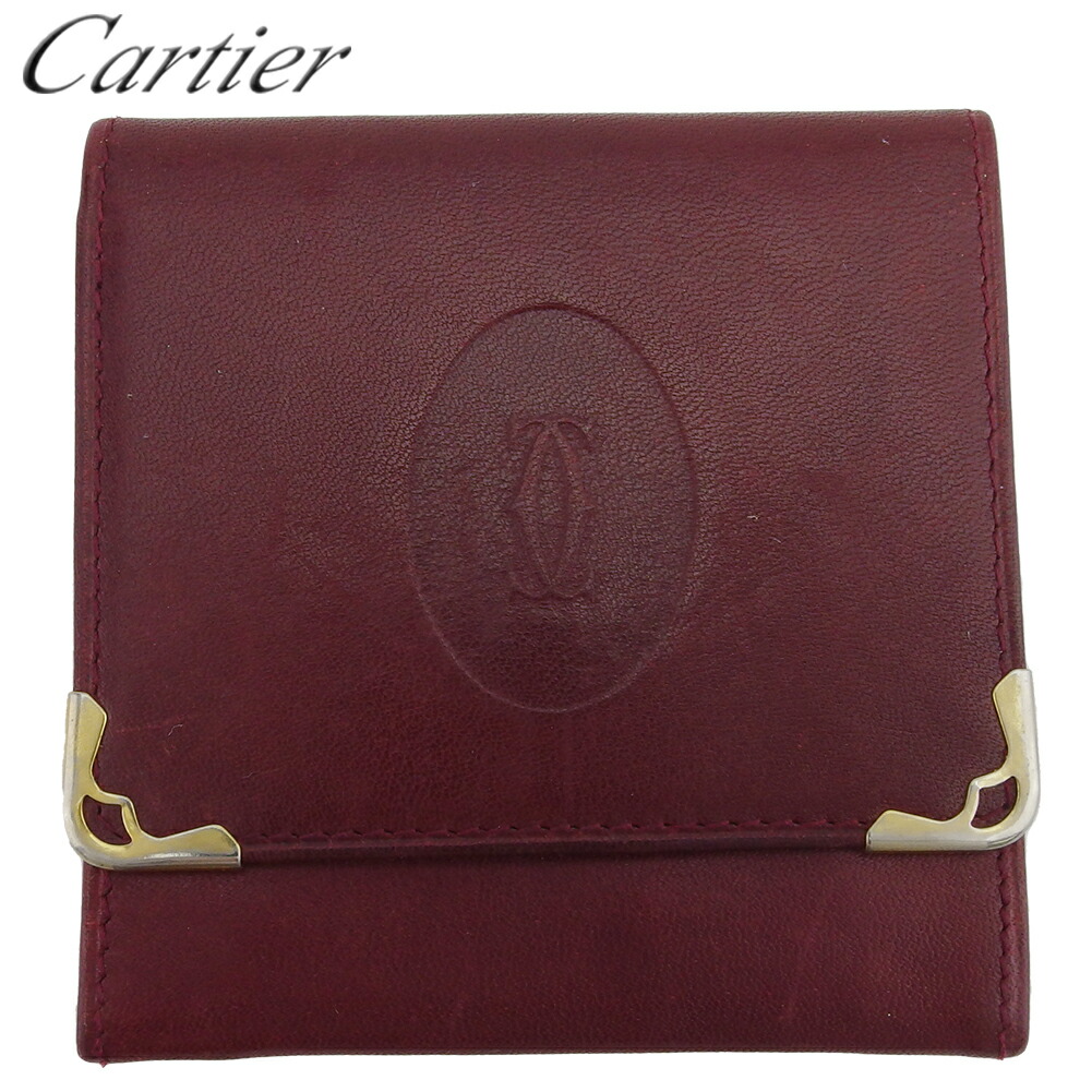 【百貨店SALE★最大限度50％OFF】カルティエ CARTIER コインケース 船檣伝達ルート ボルドーワイン ゴールド メンズ 中古 ブランド名 ご機嫌ブランド名 ヴィンテージ